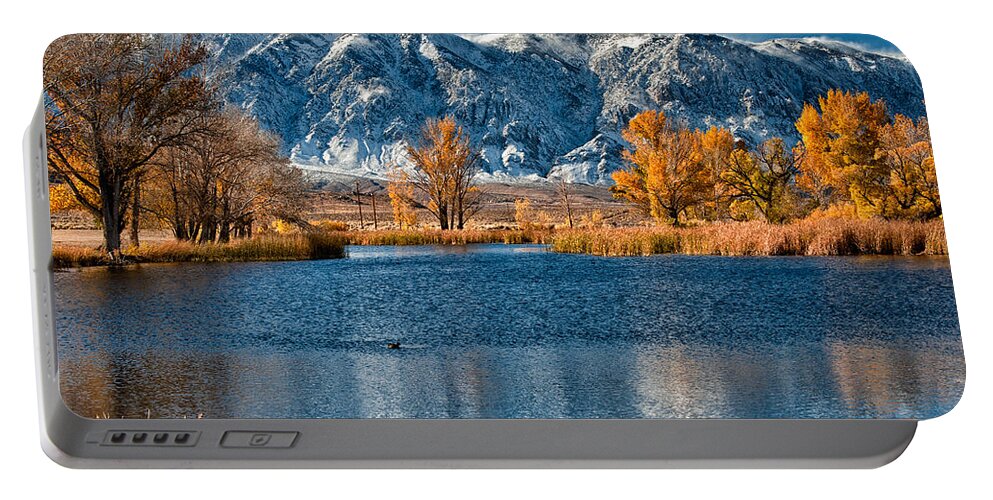 Lake Portable Battery Charger featuring the photograph Winter or Fall by Cat Connor