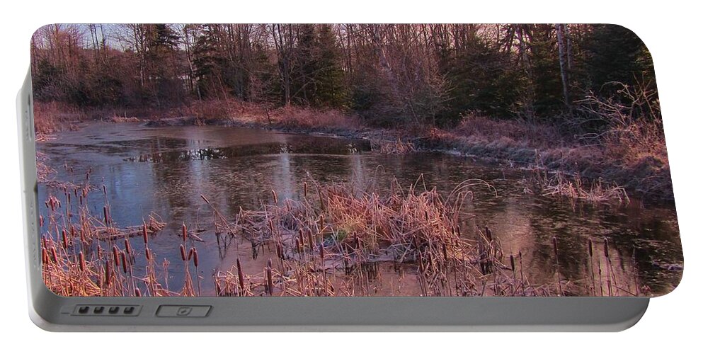 Winter Pond Landscape Portable Battery Charger featuring the photograph Winter Pond Landscape by John Malone
