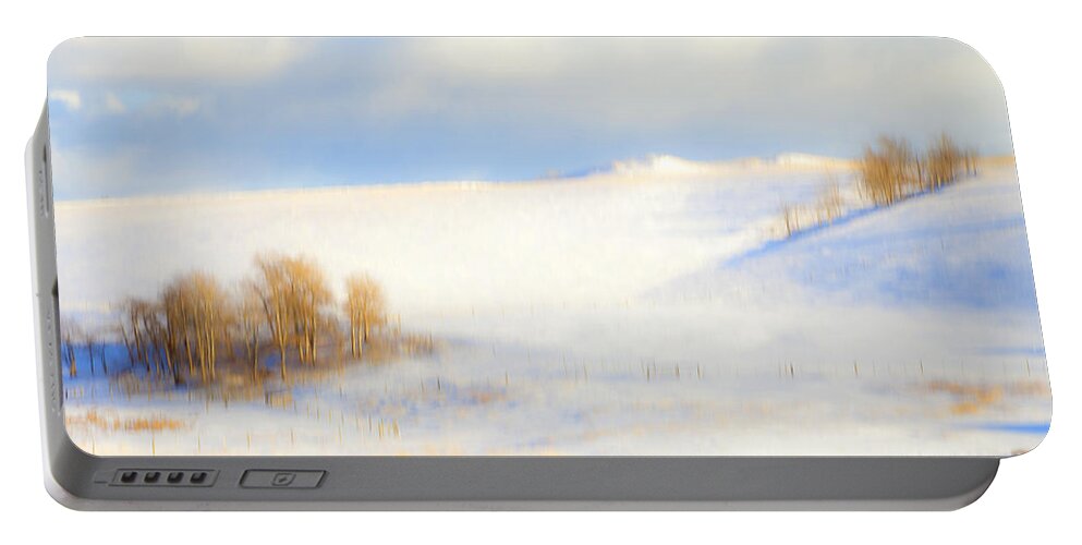 Winter Portable Battery Charger featuring the photograph Winter Poplars by Theresa Tahara
