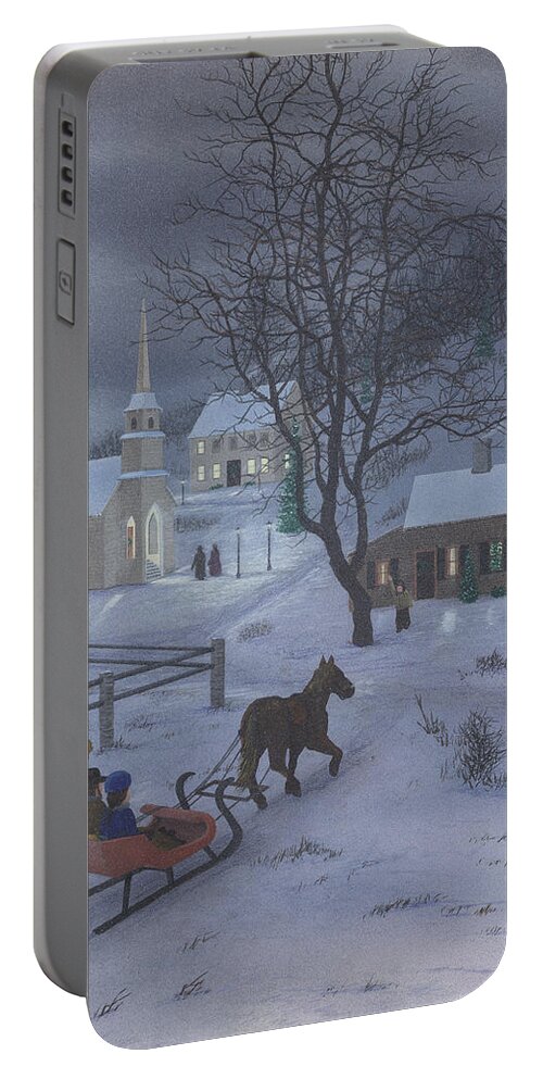 Winter Portable Battery Charger featuring the painting Winter Ride by Peter Rashford
