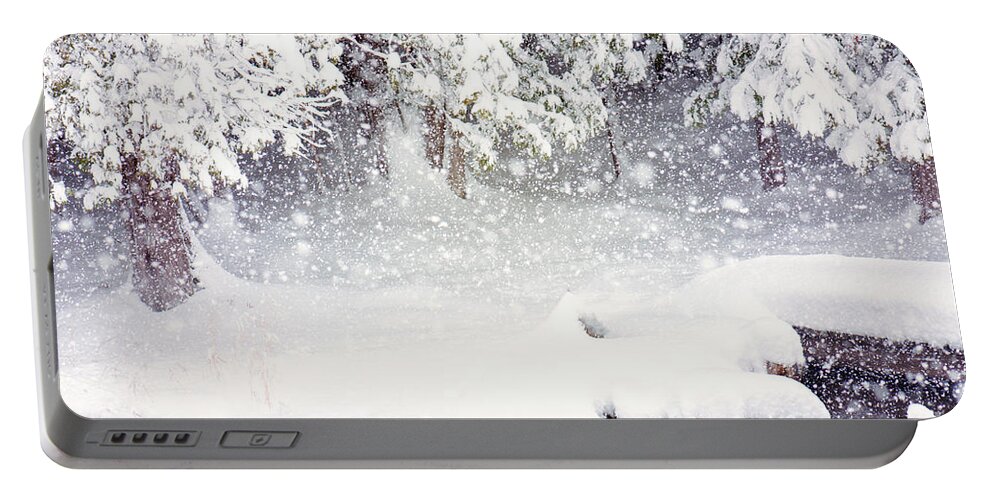 Winter Snow Bridge Picture Portable Battery Charger featuring the photograph Winter Snow Bridge by Gwen Gibson