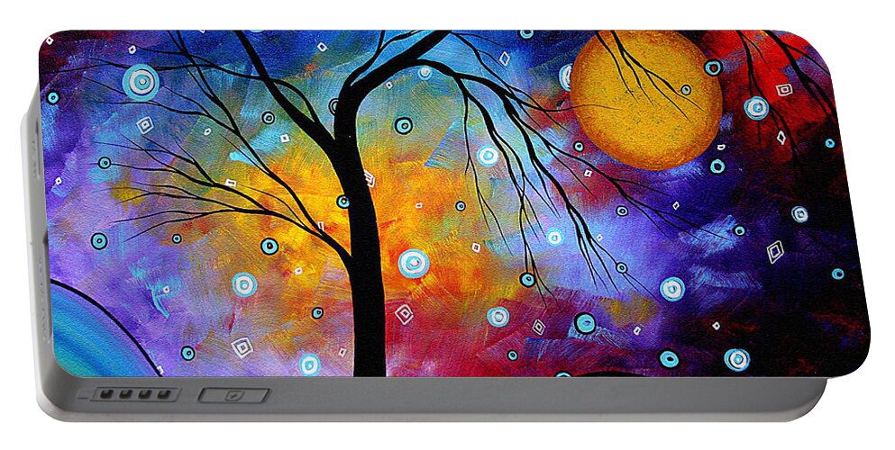 Abstract Portable Battery Charger featuring the painting WINTER SPARKLE Original MADART Painting by Megan Duncanson