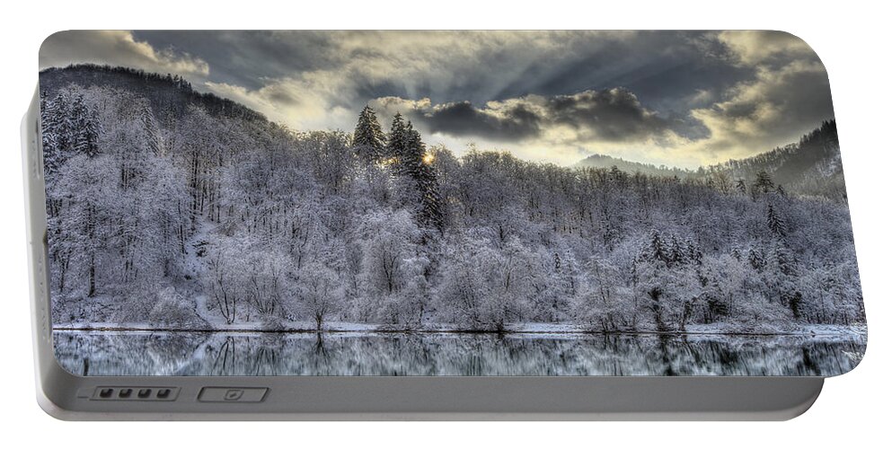 Seasonal Portable Battery Charger featuring the photograph Winter sunset by Ivan Slosar