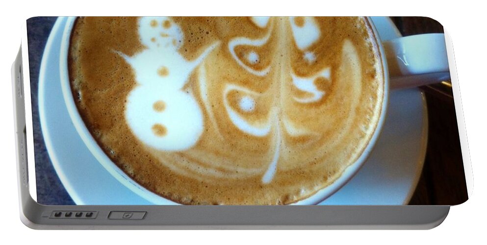 Latte Portable Battery Charger featuring the photograph Winter Warmth Latte by Susan Garren