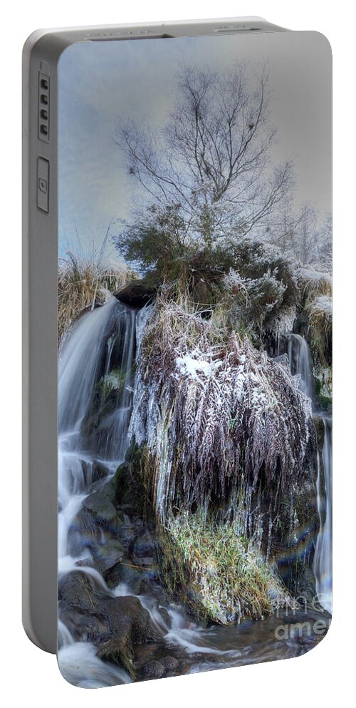 Ice Portable Battery Charger featuring the photograph Winter Waterfall 6 by David Birchall