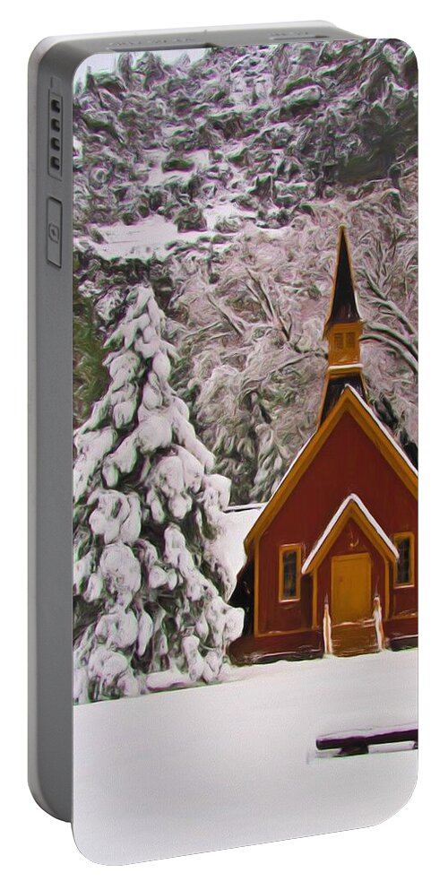 Alpine Portable Battery Charger featuring the photograph Winter Yosemite Chapel by Heidi Smith