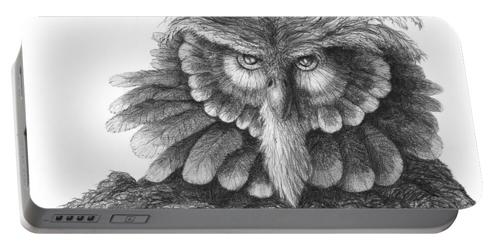 Owl Portable Battery Charger featuring the painting Wise Likeness by Peter Rashford