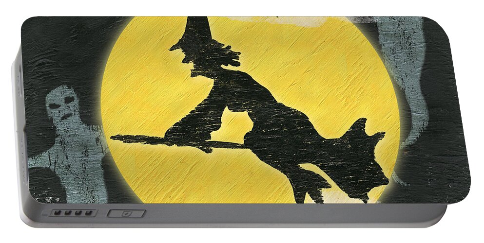 Witches Portable Battery Charger featuring the painting Witching Time by Debbie DeWitt