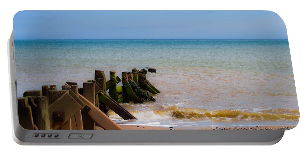 Beach Portable Battery Charger featuring the photograph Withernsea Groynes by Scott Lyons