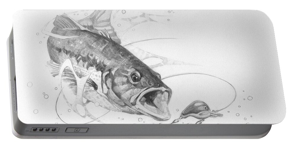 Fishing Portable Battery Charger featuring the drawing Within Striking Distance by T S Carson