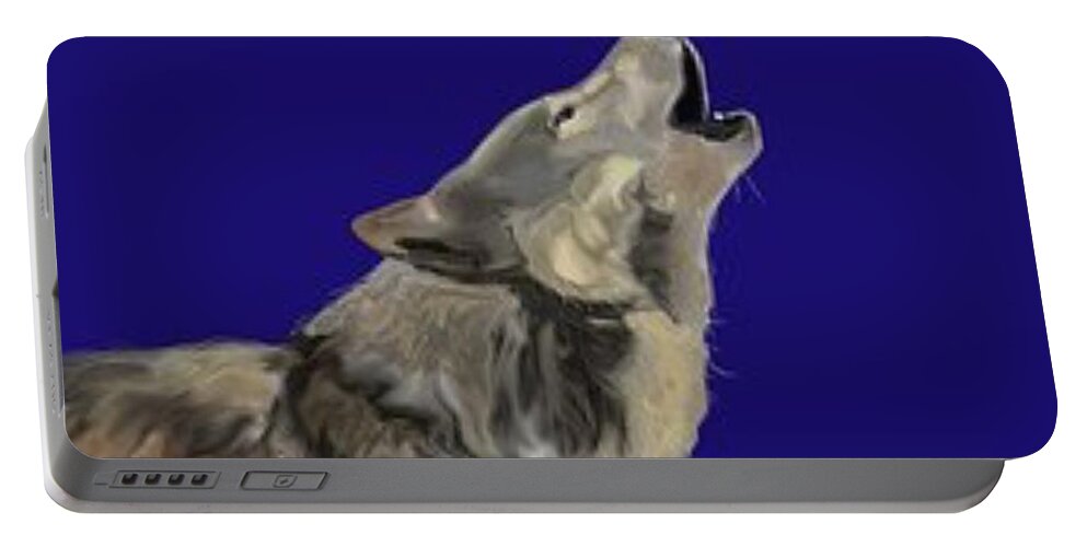 Wolf Portable Battery Charger featuring the painting Wolf Song by Marie Clark