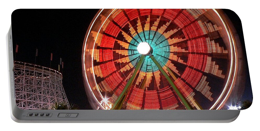 Ferris Wheel Portable Battery Charger featuring the photograph Wonder Wheel - Slow Shutter by Al Powell Photography USA