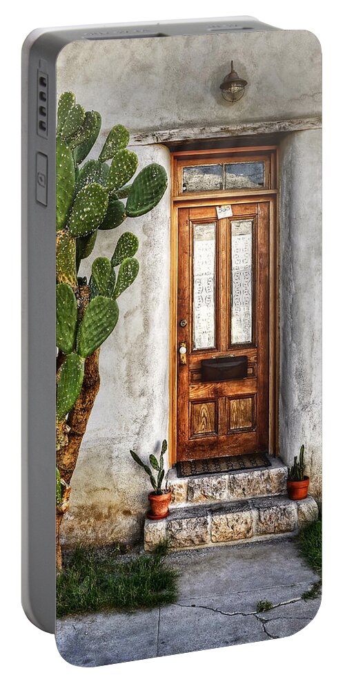 Ken Smith Photography Portable Battery Charger featuring the photograph Wood Door In Tuscon by Ken Smith