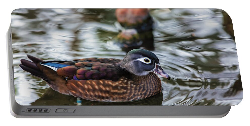 Wildlife Portable Battery Charger featuring the photograph Wood Duck Hen by Bill and Linda Tiepelman