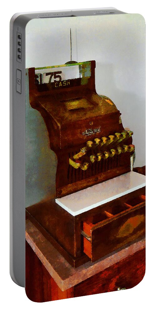 Cash Register Portable Battery Charger featuring the photograph Wooden Cash Register by Susan Savad