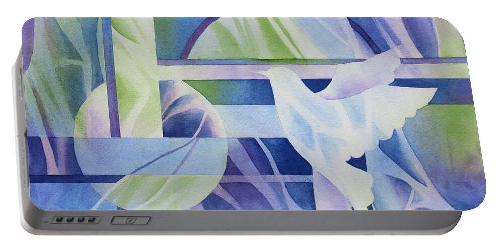 Peace Portable Battery Charger featuring the painting World Peace 3 by Deborah Ronglien