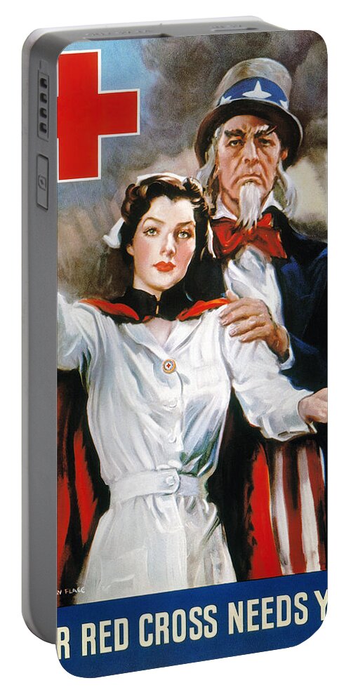 1942 Portable Battery Charger featuring the photograph World War II: Red Cross by Granger