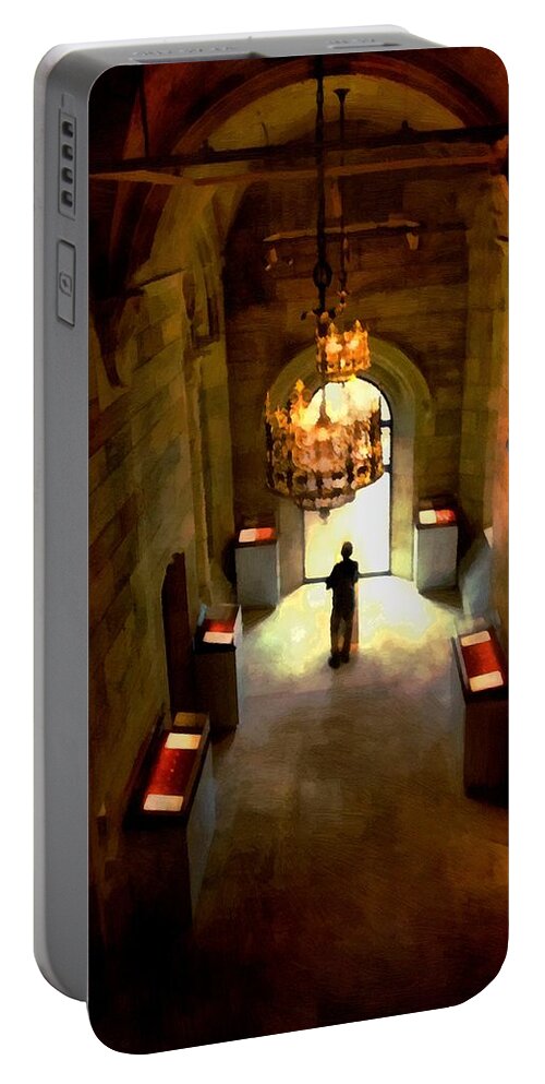 Gallery Portable Battery Charger featuring the painting Worshiping in the Cathedral of Art by RC DeWinter