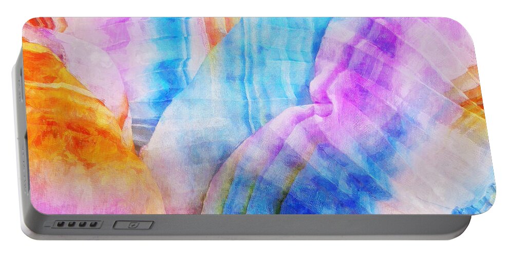 Rainbow Portable Battery Charger featuring the painting Woven Dream by Sandy MacGowan