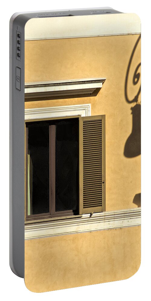 Light Post Portable Battery Charger featuring the photograph Wrought Iron Street Lamp Shadow of Ancient Rome by David Letts
