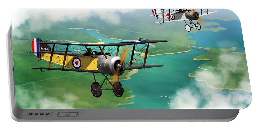 Vintage Ww1 Portable Battery Charger featuring the digital art WW1 British Sopwith Scout by John Wills