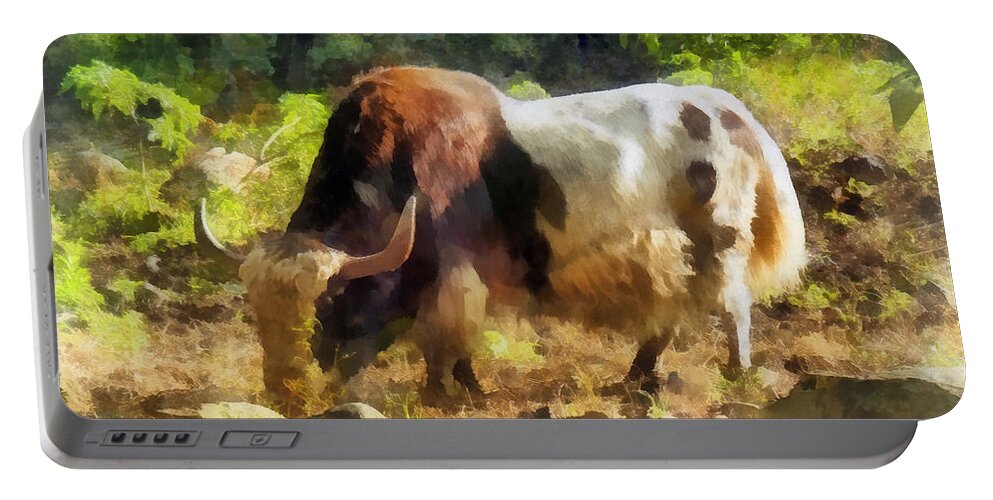 Yak Portable Battery Charger featuring the photograph Yak Having a Snack by Susan Savad