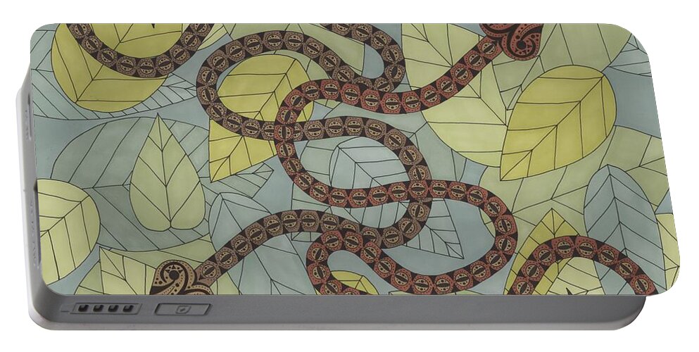 Snake Portable Battery Charger featuring the drawing Year of the Snake by Pamela Schiermeyer