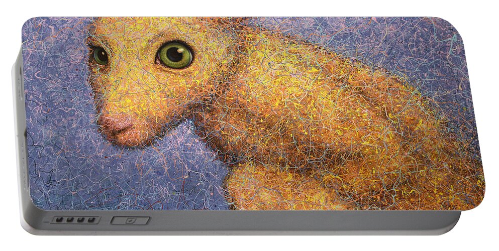 Yellow Rabbit Portable Battery Charger featuring the painting Yellow Rabbit by James W Johnson