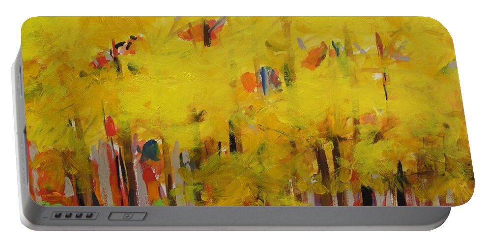 Sky Portable Battery Charger featuring the painting Yellow Refreshment by John Williams