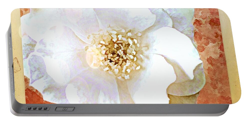 Flower Portable Battery Charger featuring the photograph Yellow Rose 3 - Digital paint by Debbie Portwood