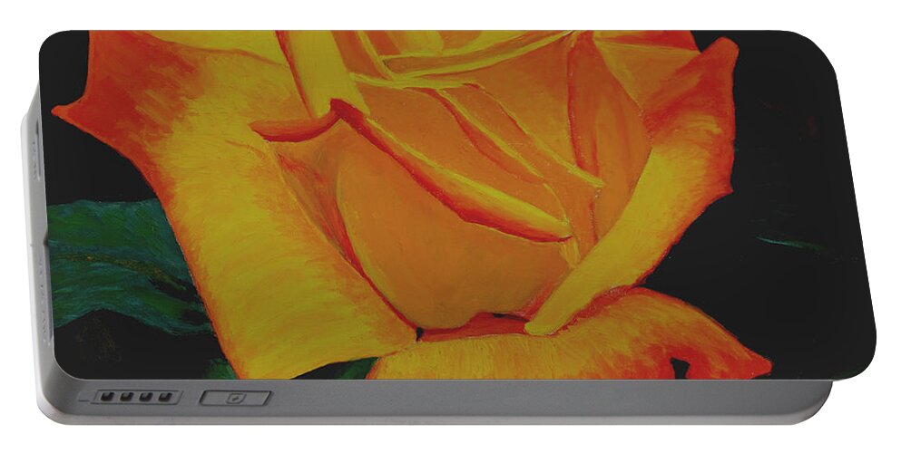 Yellow Rose Portable Battery Charger featuring the painting Yellow Rose by Stan Hamilton