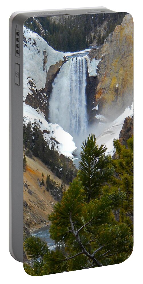 Yellowstone Portable Battery Charger featuring the photograph Yellowstone Lower Falls in Spring by Michele Myers