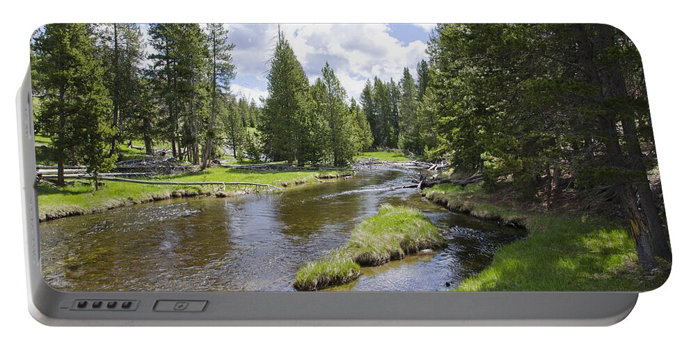 River Portable Battery Charger featuring the photograph Yellowstone River by Lynn Hansen