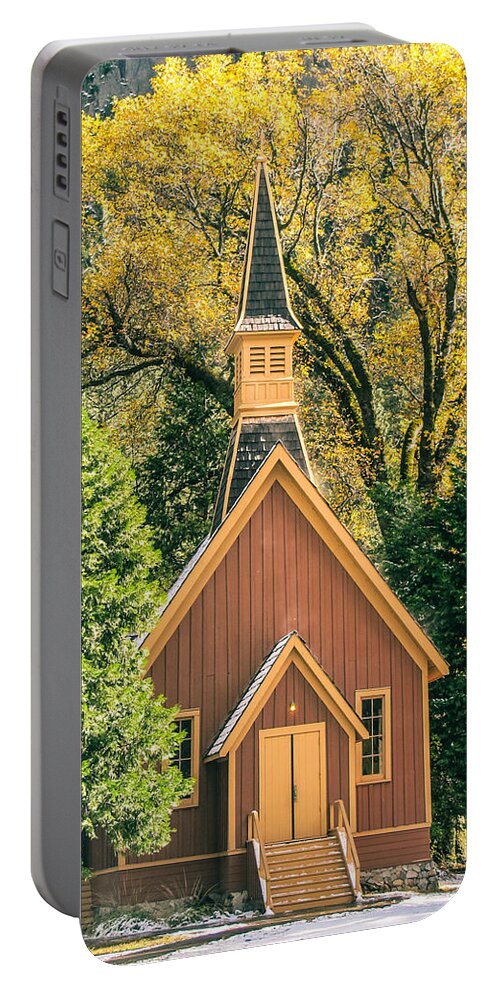 Yosemite National Park Portable Battery Charger featuring the photograph Yosemite Chapel in Autumn by Susan Eileen Evans