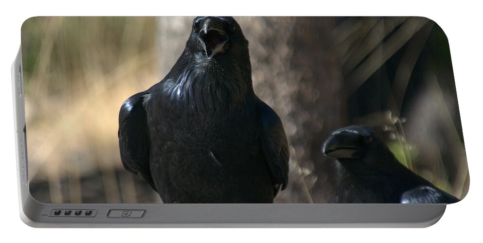 Raven Portable Battery Charger featuring the photograph You said it friend by Frank Madia