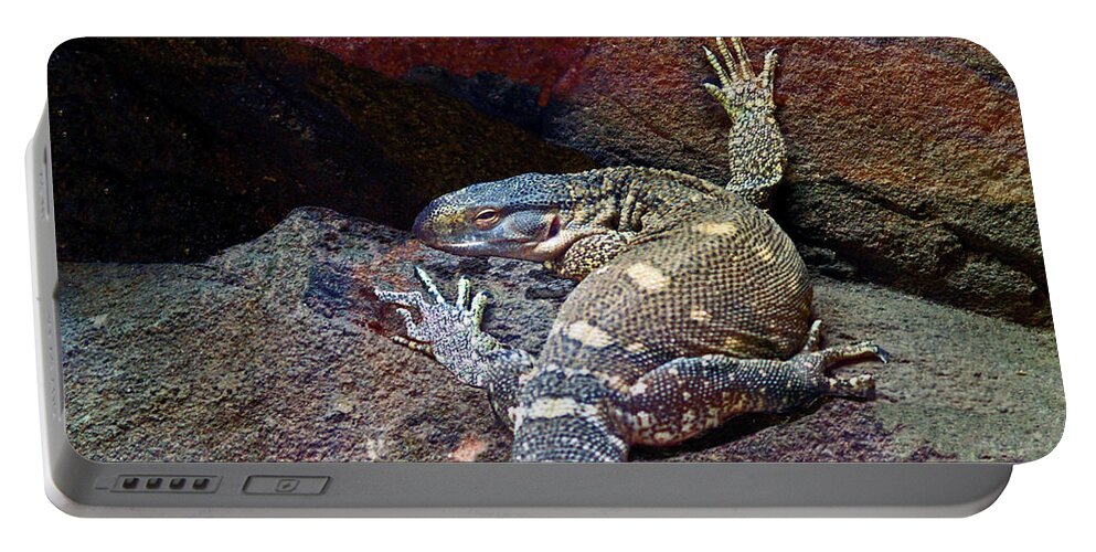 Lizard Photography Portable Battery Charger featuring the photograph You Think You Can Do It Better? by Patricia Griffin Brett