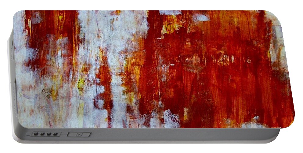 Abstract Painting Portable Battery Charger featuring the painting Z1 by KUNST MIT HERZ Art with heart