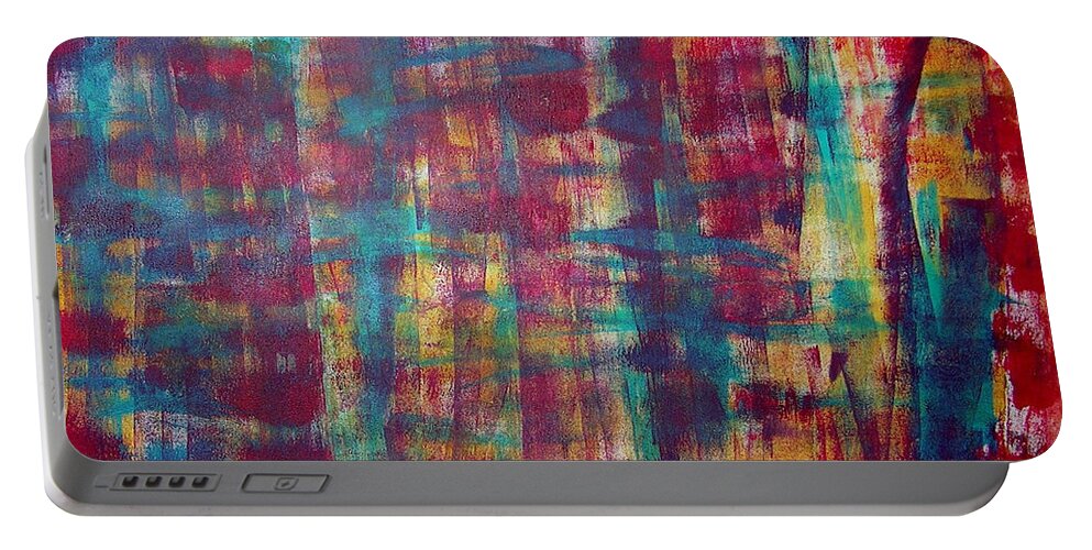 Abstract Painting Portable Battery Charger featuring the painting Z2 by KUNST MIT HERZ Art with heart