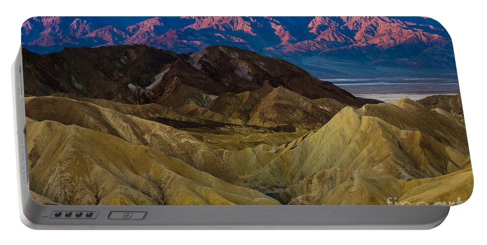 Death Valley Portable Battery Charger featuring the photograph Zabriskie Point Colored Hills Sunrise - Death Valley by Gary Whitton
