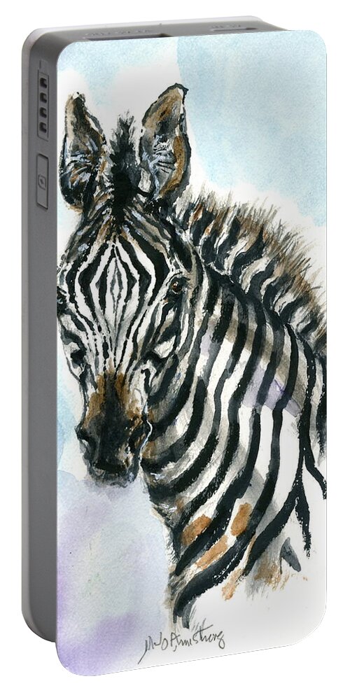 Mary Ogden Armstrong Portable Battery Charger featuring the painting Zebra 1 by Mary Armstrong
