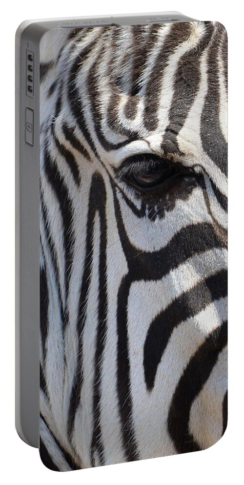Zebra Eye Abstract Portable Battery Charger featuring the photograph Zebra Eye Abstract by Maria Urso