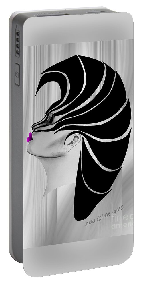 Nanasart Portable Battery Charger featuring the digital art Zebra Punk by Marianne NANA Betts