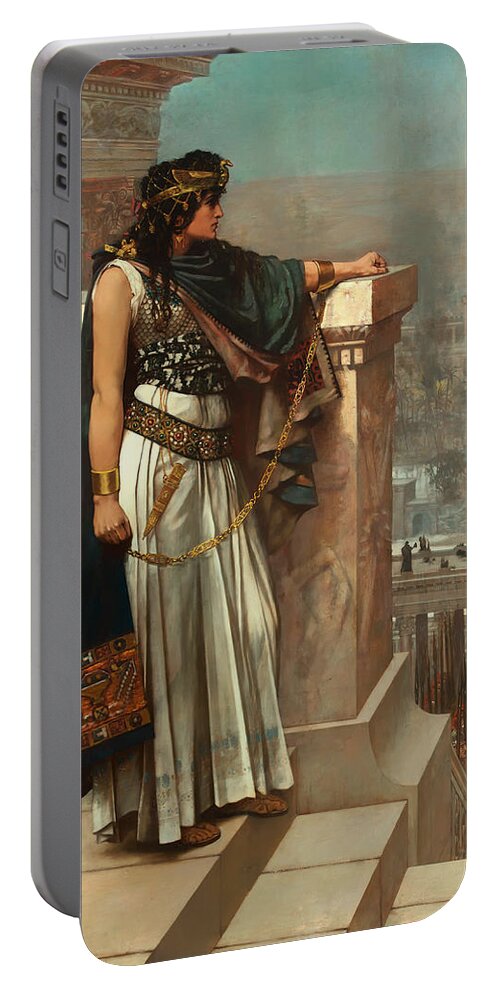 Painting Portable Battery Charger featuring the painting Zenobia's Last Look on Palmyra by Mountain Dreams