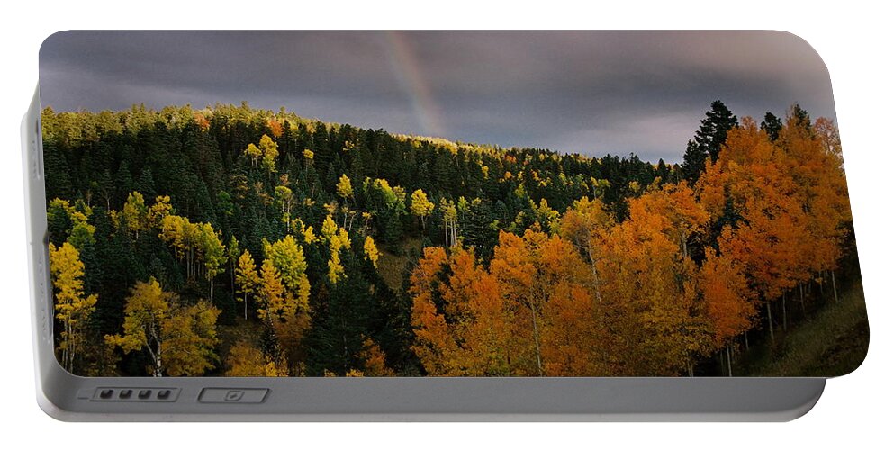 Red River Portable Battery Charger featuring the photograph Autumn Rainbow by Ron Weathers