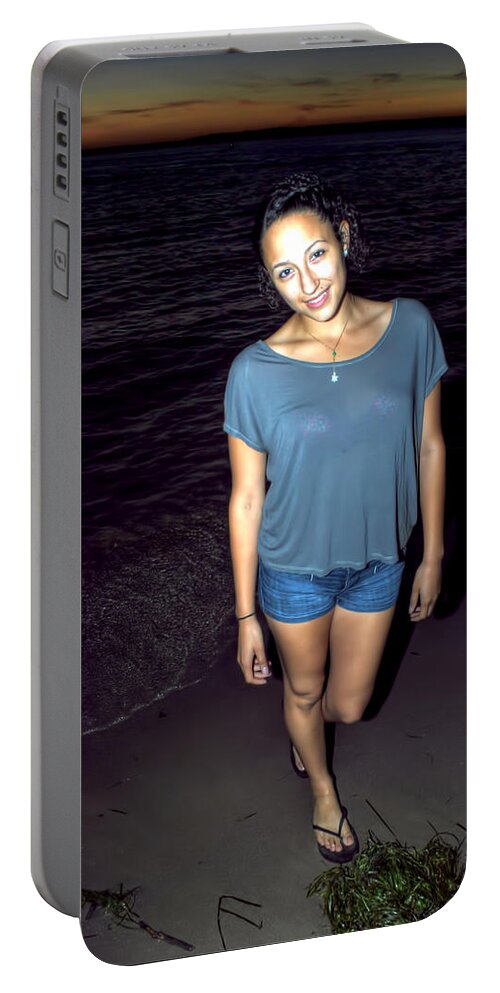  Portable Battery Charger featuring the photograph 001 A Sunset with Eyes that Smile Soothing Sounds of Waves for Miles PORTRAIT Series by Michael Frank Jr