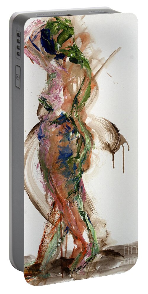 Standing Portable Battery Charger featuring the painting 04791 Perplexed by AnneKarin Glass