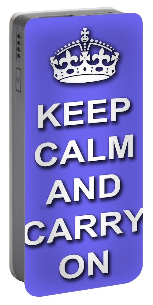 Keep Calm And Carry On Portable Battery Charger featuring the photograph Keep Calm And Carry On Poster Print Blue Background #2 by Keith Webber Jr