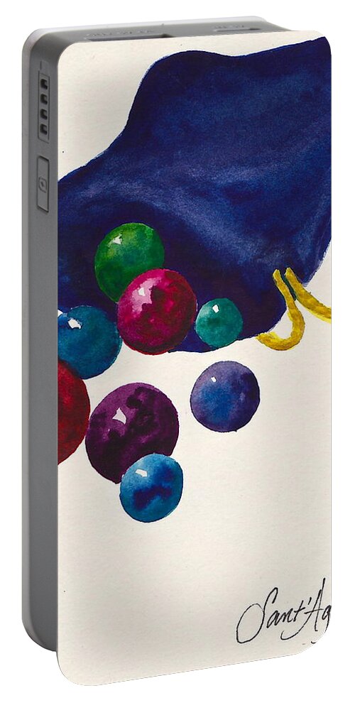 Marbles Portable Battery Charger featuring the painting Marbles by Frank SantAgata