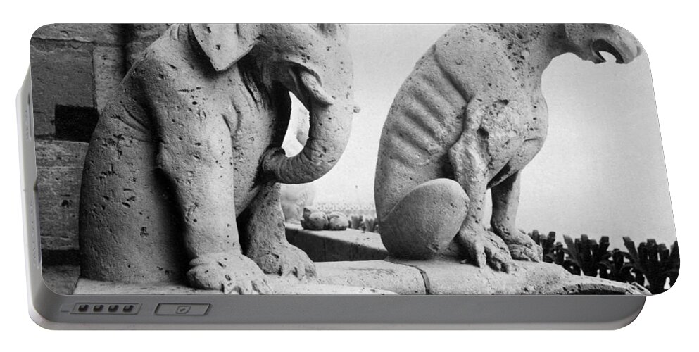 19th Century Portable Battery Charger featuring the photograph Notre Dame: Gargoyles #1 by Granger