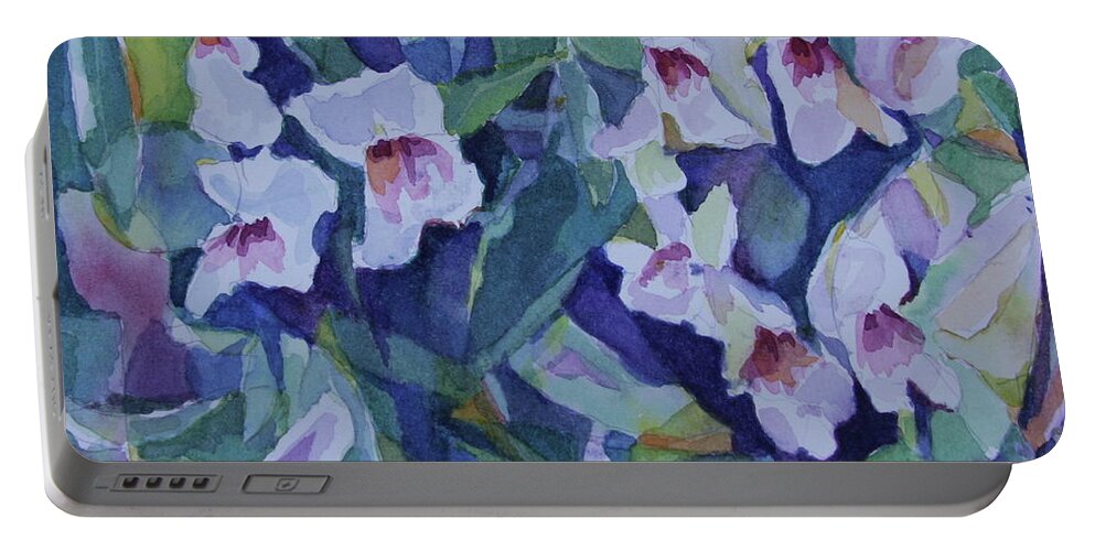 Watercolor Portable Battery Charger featuring the painting Snap Dragons by Jan Bennicoff